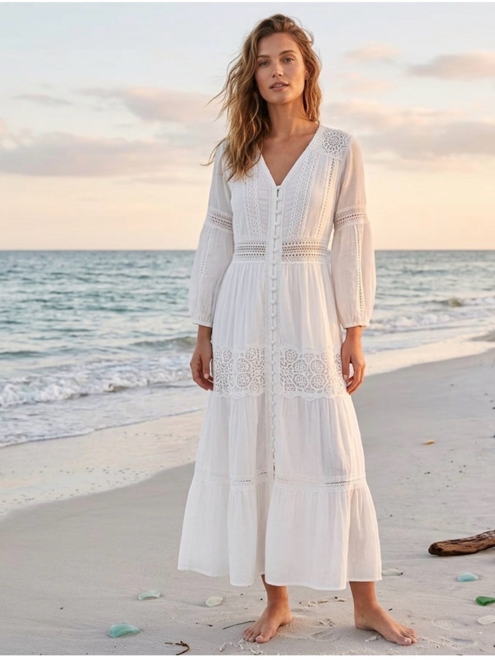 Chicwish White Lace Long Sleeve Dress size small